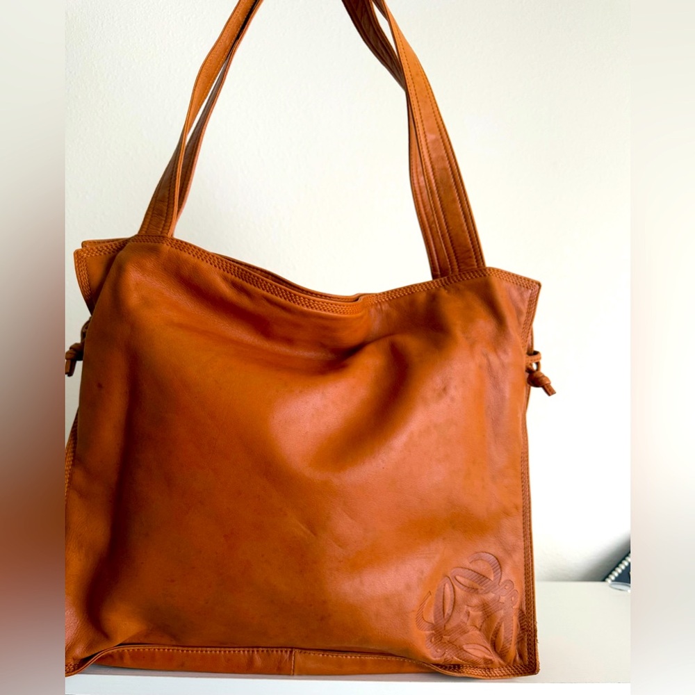 Loewe Tan Leather Tote Bag with Double Straps